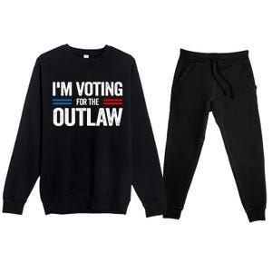 Im Voting For The Outlaw Funny Trump Maga 2024 Premium Crewneck Sweatsuit Set