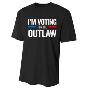 Im Voting For The Outlaw Funny Trump Maga 2024 Performance Sprint T-Shirt