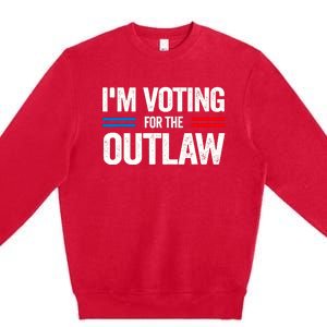 Im Voting For The Outlaw Funny Trump Maga 2024 Premium Crewneck Sweatshirt