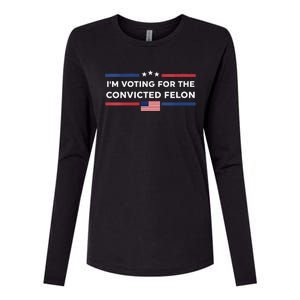 Im Voting For Convicted Felon Us Flag Trump 2024 Womens Cotton Relaxed Long Sleeve T-Shirt