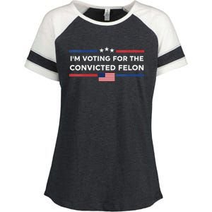 Im Voting For Convicted Felon Us Flag Trump 2024 Enza Ladies Jersey Colorblock Tee