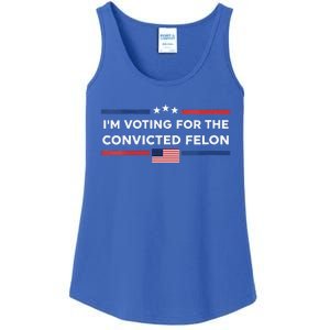 Im Voting For Convicted Felon Us Flag Trump 2024 Ladies Essential Tank