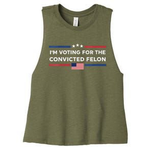 Im Voting For Convicted Felon Us Flag Trump 2024 Women's Racerback Cropped Tank