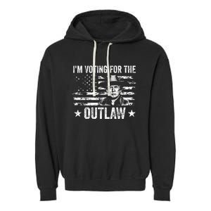 Im Voting For The Outlaw Funny Trump Maga 2024 Garment-Dyed Fleece Hoodie