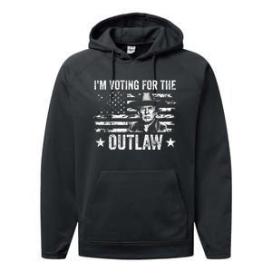 Im Voting For The Outlaw Funny Trump Maga 2024 Performance Fleece Hoodie