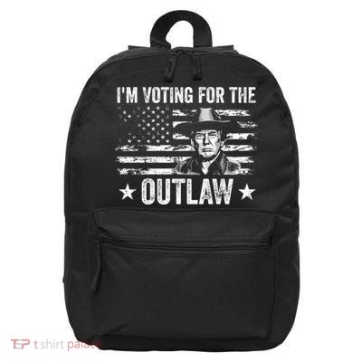 Im Voting For The Outlaw Funny Trump Maga 2024 16 in Basic Backpack