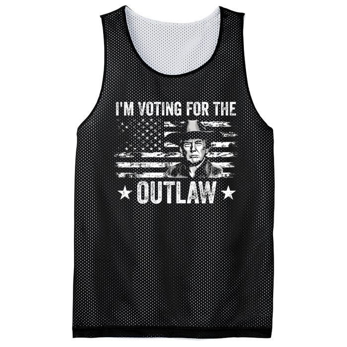 Im Voting For The Outlaw Funny Trump Maga 2024 Mesh Reversible Basketball Jersey Tank