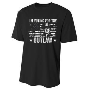 Im Voting For The Outlaw Funny Trump Maga 2024 Performance Sprint T-Shirt