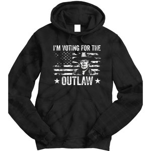 Im Voting For The Outlaw Funny Trump Maga 2024 Tie Dye Hoodie