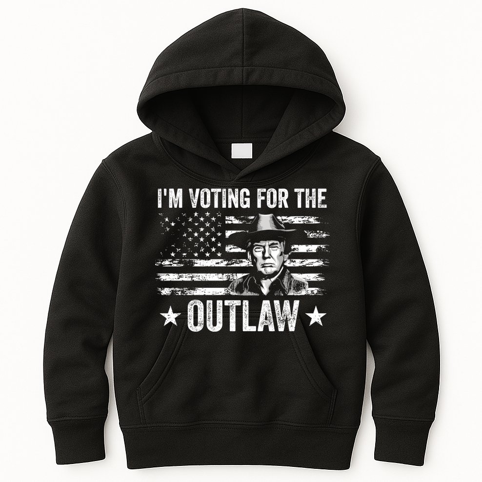 Im Voting For The Outlaw Funny Trump Maga 2024 Kids Hoodie