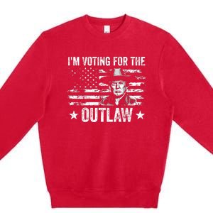 Im Voting For The Outlaw Funny Trump Maga 2024 Premium Crewneck Sweatshirt