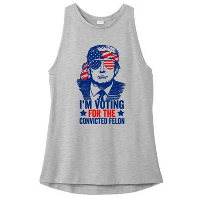 IM Voting For The Convicted Felon 2024 Funny Trump Ladies PosiCharge Tri-Blend Wicking Tank