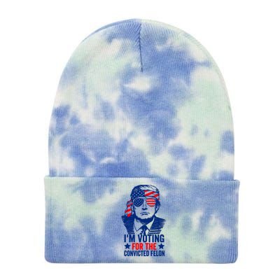 IM Voting For The Convicted Felon 2024 Funny Trump Tie Dye 12in Knit Beanie