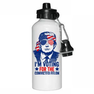 IM Voting For The Convicted Felon 2024 Funny Trump Aluminum Water Bottle