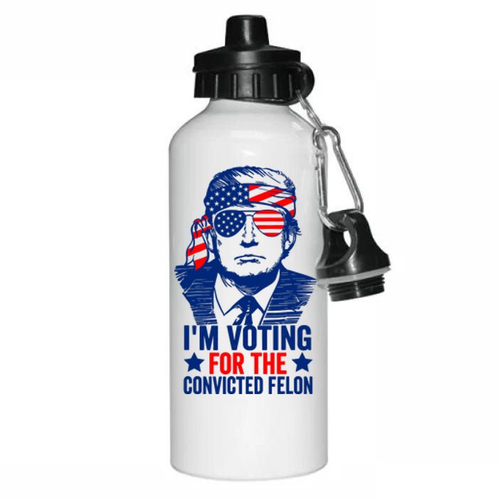 IM Voting For The Convicted Felon 2024 Funny Trump Aluminum Water Bottle