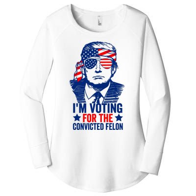 IM Voting For The Convicted Felon 2024 Funny Trump Women's Perfect Tri Tunic Long Sleeve Shirt