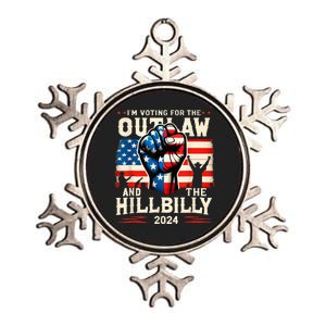 IM Voting For The Outlaw And The Hillbilly 2024 Us Flag Metallic Star Ornament