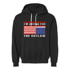 Im Voting For The Outlaw Funny Trump Maga 2024 Garment-Dyed Fleece Hoodie