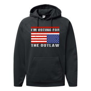 Im Voting For The Outlaw Funny Trump Maga 2024 Performance Fleece Hoodie