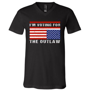 Im Voting For The Outlaw Funny Trump Maga 2024 V-Neck T-Shirt