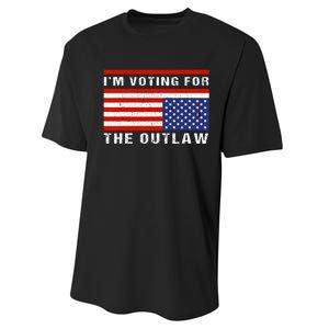 Im Voting For The Outlaw Funny Trump Maga 2024 Performance Sprint T-Shirt