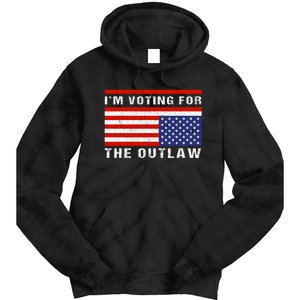 Im Voting For The Outlaw Funny Trump Maga 2024 Tie Dye Hoodie