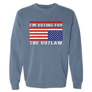 Im Voting For The Outlaw Funny Trump Maga 2024 Garment-Dyed Sweatshirt