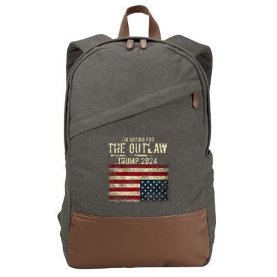 IM Voting For The Outlaw Trump 2024 Upsidedown Flag Cotton Canvas Backpack