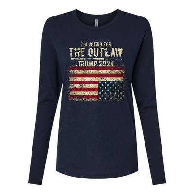 IM Voting For The Outlaw Trump 2024 Upsidedown Flag Womens Cotton Relaxed Long Sleeve T-Shirt