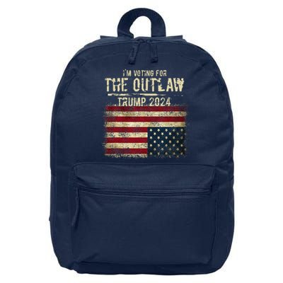 IM Voting For The Outlaw Trump 2024 Upsidedown Flag 16 in Basic Backpack