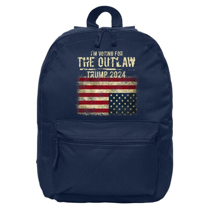 IM Voting For The Outlaw Trump 2024 Upsidedown Flag 16 in Basic Backpack