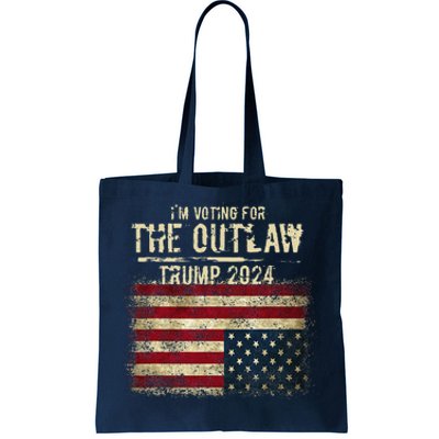 IM Voting For The Outlaw Trump 2024 Upsidedown Flag Tote Bag