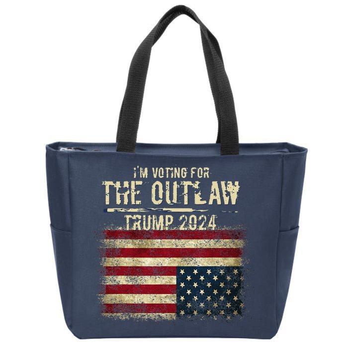 IM Voting For The Outlaw Trump 2024 Upsidedown Flag Zip Tote Bag