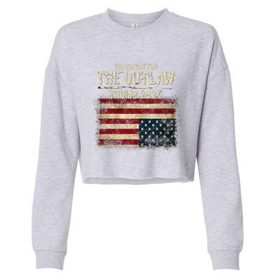 IM Voting For The Outlaw Trump 2024 Upsidedown Flag Cropped Pullover Crew