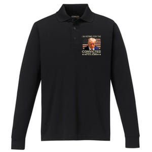 IM Voting For The Convicted Felon 2024 Funny Trump Performance Long Sleeve Polo