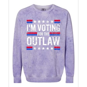 Im Voting For The Outlaw Funny Trump Maga 2024 Colorblast Crewneck Sweatshirt