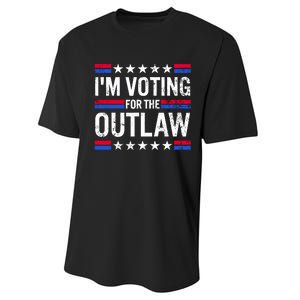 Im Voting For The Outlaw Funny Trump Maga 2024 Performance Sprint T-Shirt