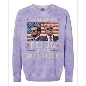 I Voted For The Felon And The Hillbilly 2024 Trump Vance Colorblast Crewneck Sweatshirt