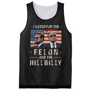 I Voted For The Felon And The Hillbilly 2024 Trump Vance Mesh Reversible Basketball Jersey Tank