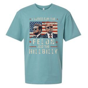 I Voted For The Felon And The Hillbilly 2024 Trump Vance Sueded Cloud Jersey T-Shirt