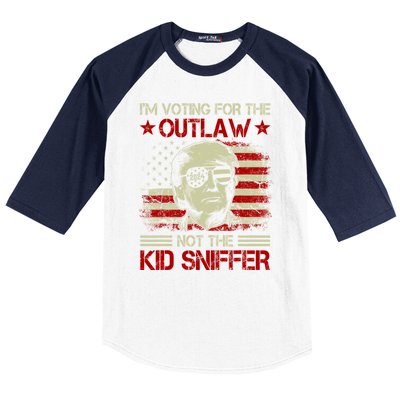 Im Voting For The Outlaw Not The Kiid Sniffer Trump 2024 Baseball Sleeve Shirt