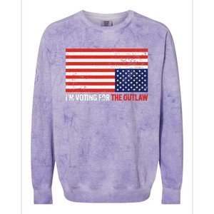 Im Voting For The Outlaw Funny Trump Maga 2024 Colorblast Crewneck Sweatshirt