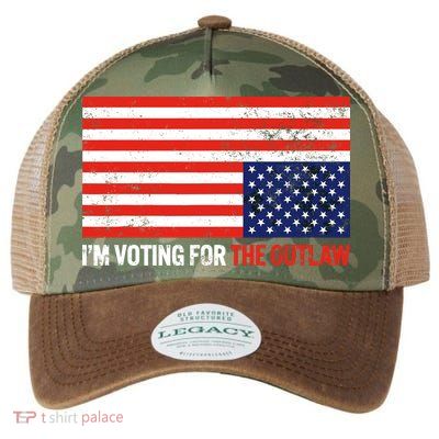 Im Voting For The Outlaw Funny Trump Maga 2024 Legacy Tie Dye Trucker Hat