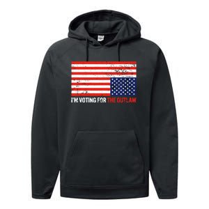 Im Voting For The Outlaw Funny Trump Maga 2024 Performance Fleece Hoodie