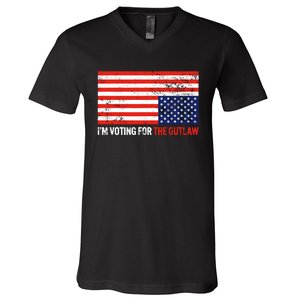 Im Voting For The Outlaw Funny Trump Maga 2024 V-Neck T-Shirt