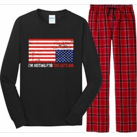 Im Voting For The Outlaw Funny Trump Maga 2024 Long Sleeve Pajama Set