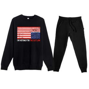 Im Voting For The Outlaw Funny Trump Maga 2024 Premium Crewneck Sweatsuit Set