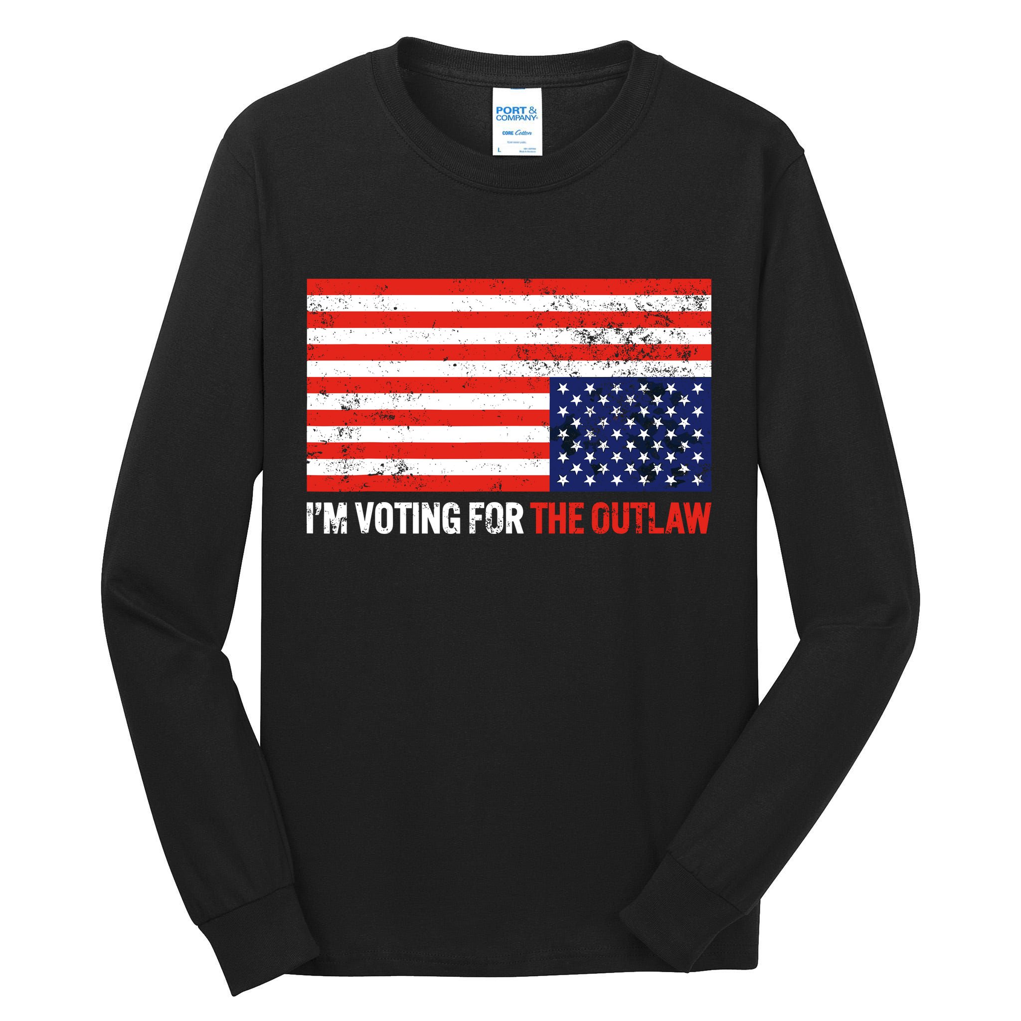 Im Voting For The Outlaw Funny Trump Maga 2024 Tall Long Sleeve T-Shirt