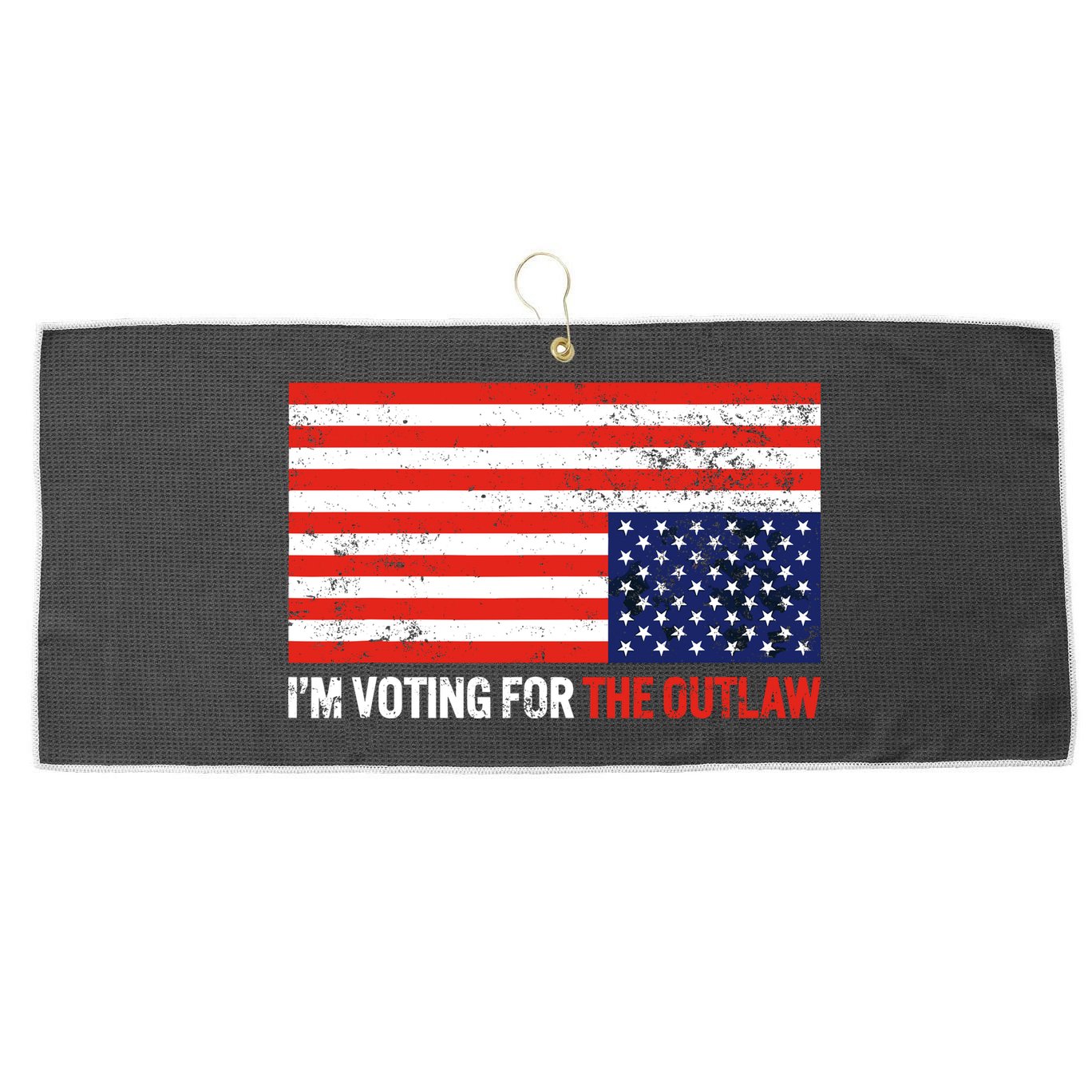 Im Voting For The Outlaw Funny Trump Maga 2024 Large Microfiber Waffle Golf Towel
