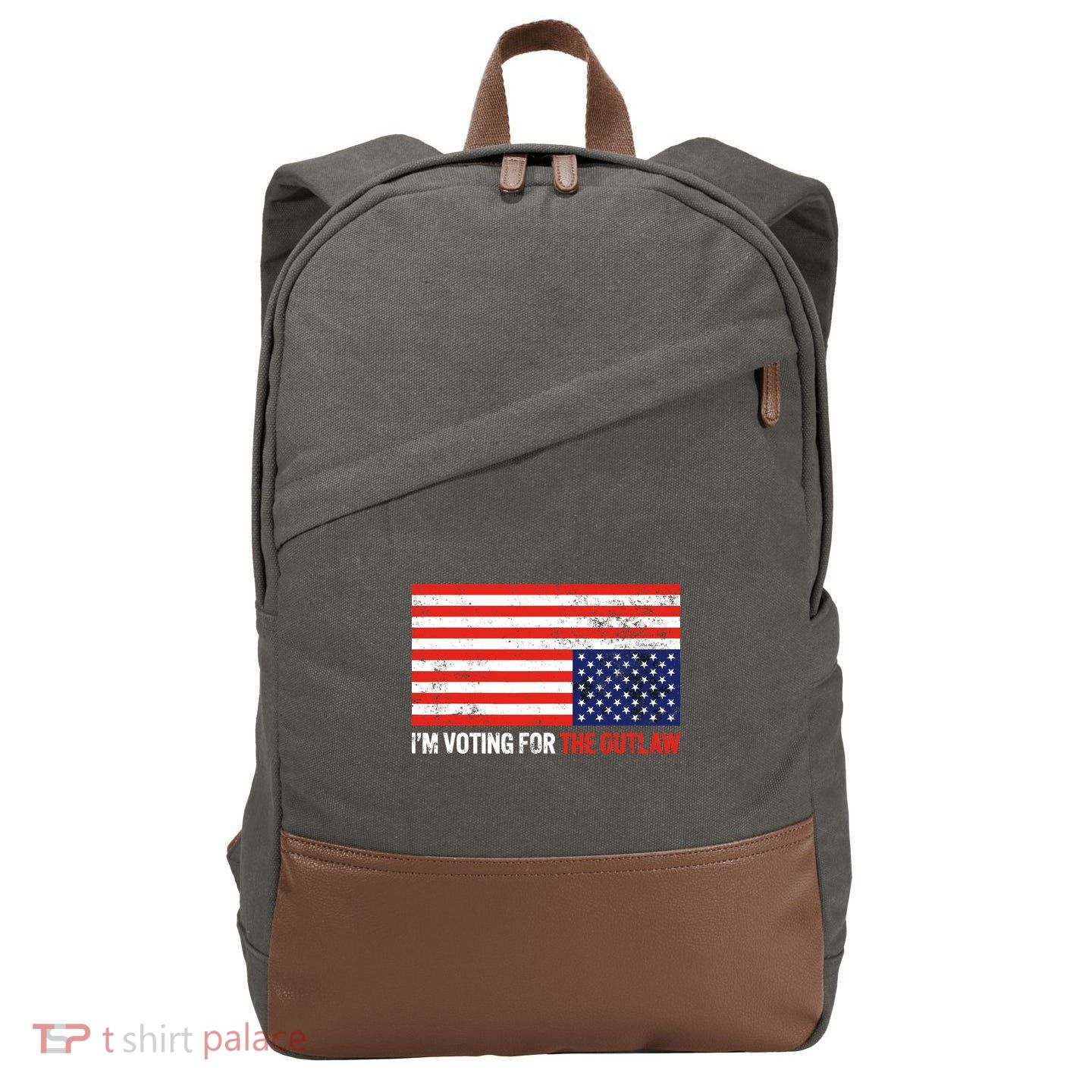 Im Voting For The Outlaw Funny Trump Maga 2024 Cotton Canvas Backpack